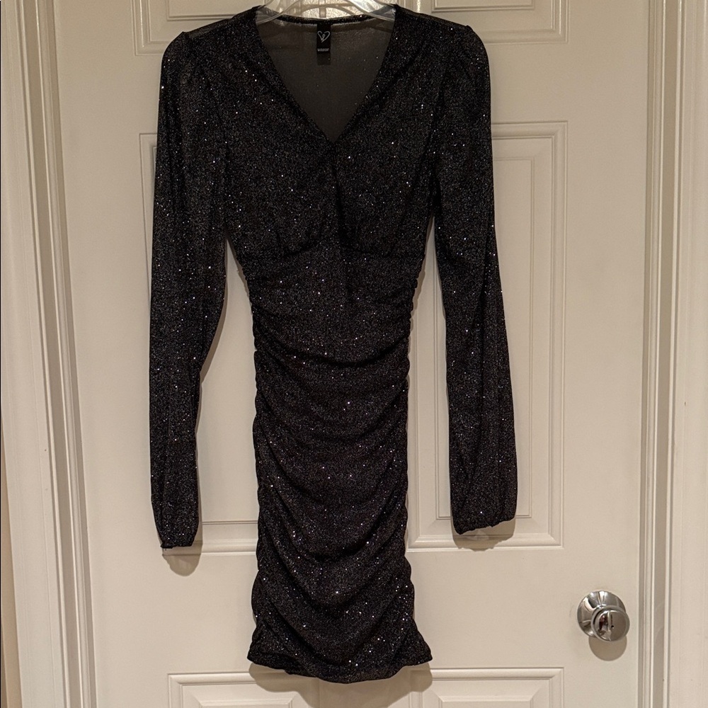 Windsor Sparkling Black Ruched Dress